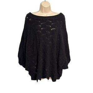 Andree by Unit Black Scallop Pattern Angel‎ Sleeve Cotton Blend Sweater Large